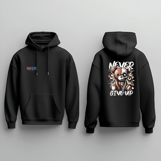 Never Give Up Printed Hoodie